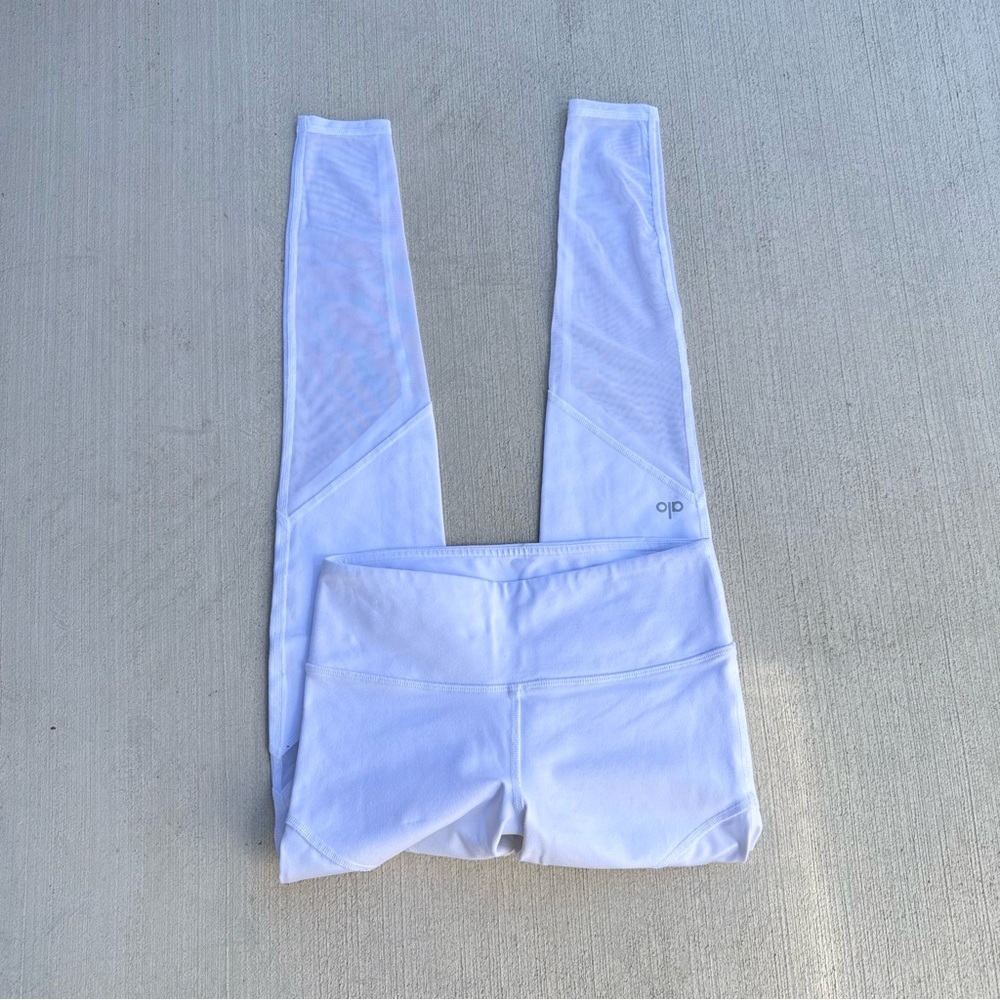 Alo Yoga Coast Mesh Leggings White Size XXS Sheer Panel Yoga Pants